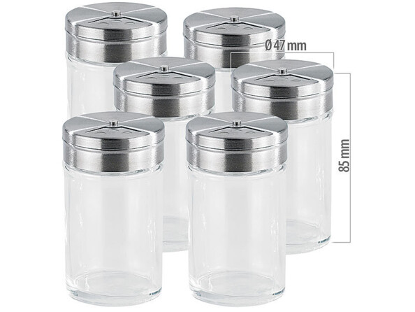 Lot de 6 saupoudreuses à épices avec couvercle en acier