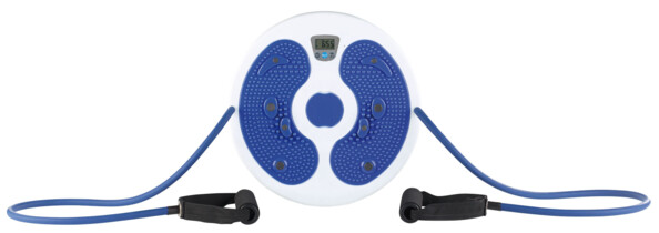 jeune femme blonde entrainement fitness sur planche d'équilibre electronique