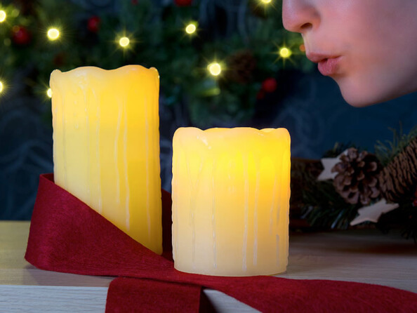 Bougies LED mises en situations en train d'etres souflées
