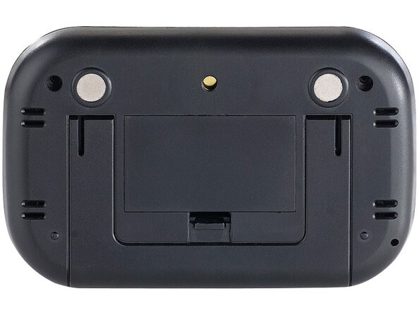 Dos d'un afficheur de température avec emplacement pour piles pied et aimants de fixation