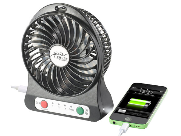 Ventilateur de table 3 en 1 sans fil avec fonction batterie d'appoint Sichler Haushaltsgeräte