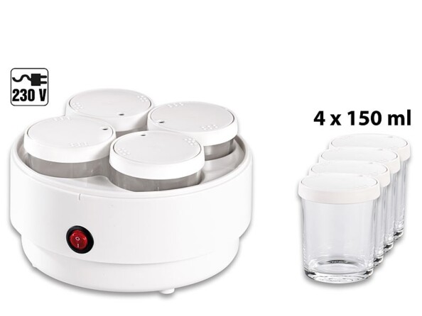 Yaourtière avec 4 pots à yaourt en verre de 150 ml