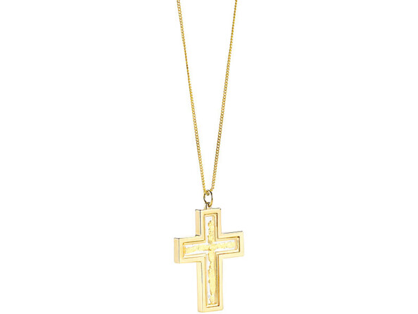 Chaîne & pendentif ''Croix'' avec feuille d’or 23 carats