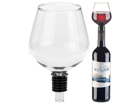 Embout pour bouteille en forme de verre à vin