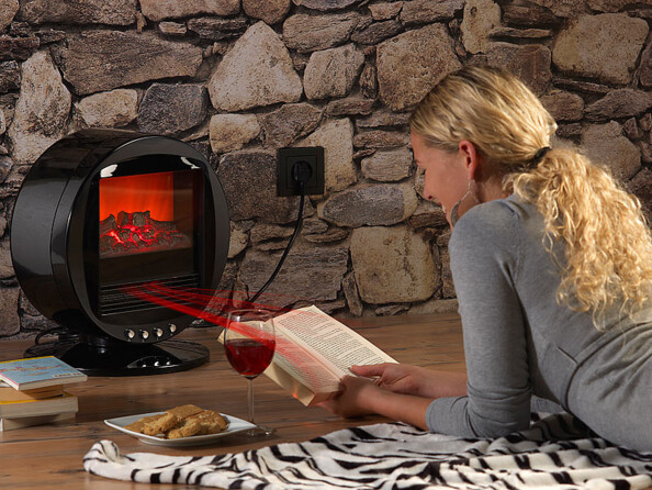 Cheminée électrique circulaire avec effet de flammes