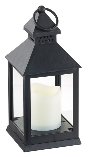 lanterne avec bougie led flamme effet vacillant couleur noir