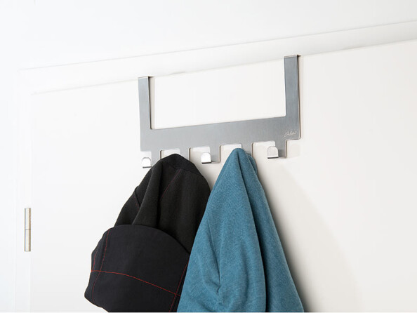 Patère porte manteau à crochets pour rebord de porte en acier inoxydable 5 crochets