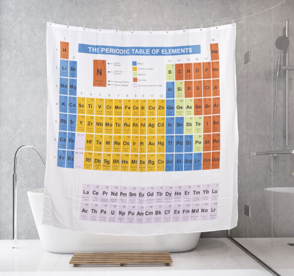 Rideau de douche 180 x 180 cm - Tableau périodique des éléments