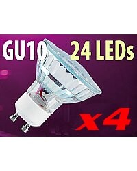 4 Ampoules 24 LED SMD GU10 blanc chaud