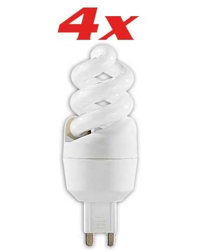 4 Ampoules basse consommation G9 blanc chaud 9 W 