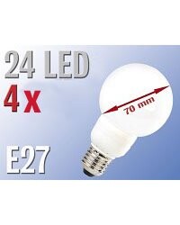 4 Ampoules globe 24 LED SMD E27 blanc froid