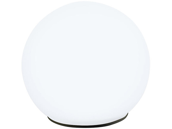 Lampe de jardin à LED en forme de sphère en verre blanc avec accumulateur intégré et mode d'emploi en français