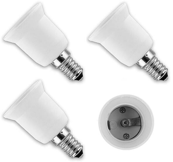 Lot de 4 adaptateurs d'ampoules sur culots E27 / E14 / Gu10 | Accessoires  pour ampoules 
