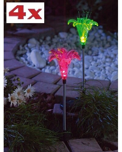 4 Décorations de jardin solaires à LED - motif ''Lilas''