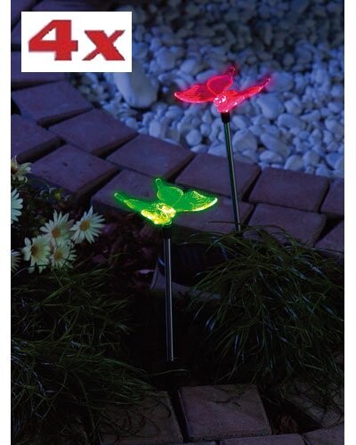 4 Décorations de jardin solaires à LED - motif ''Papillon''