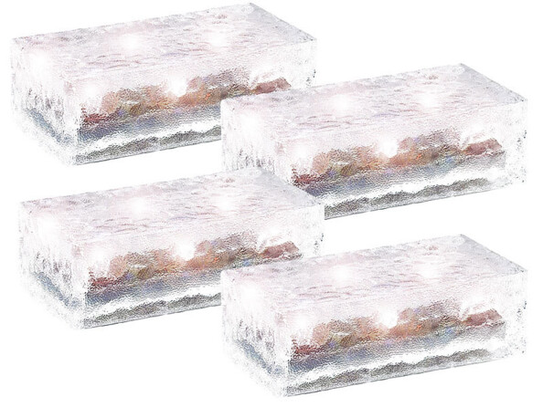 4 Pavés lumineux à LED solaires - 19,5 X 9,8 X 6 cm