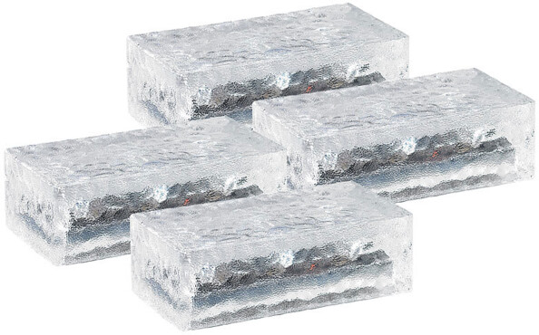 4 Pavés lumineux à LED solaires - 19,5 X 9,8 X 6 cm