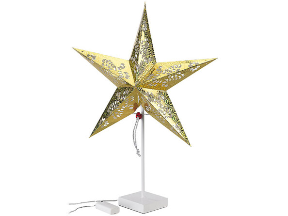 étoile lumineuse LED dorée décorative avec motifs pour effet de lumière par Lunartec