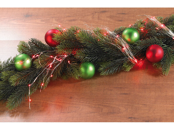 Guirlande décorative en fil métallique à LED rouges