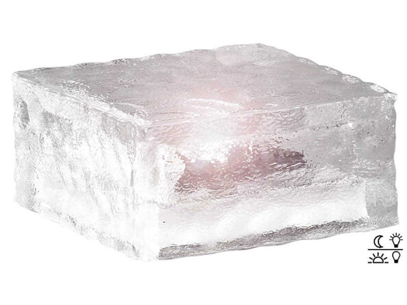 Pavé lumineux à LED solaire - 10 X 10 X 5 cm Lunartec. Chargement 100% solaire