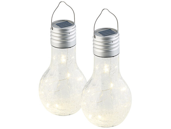 2 ampoules solaires à LED aspect craquelé avec capteur de luminosité