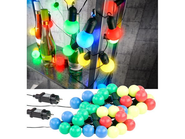 2 guirlandes guinguette 4,75 m 20 ampoules LED 1W - 4 couleurs
