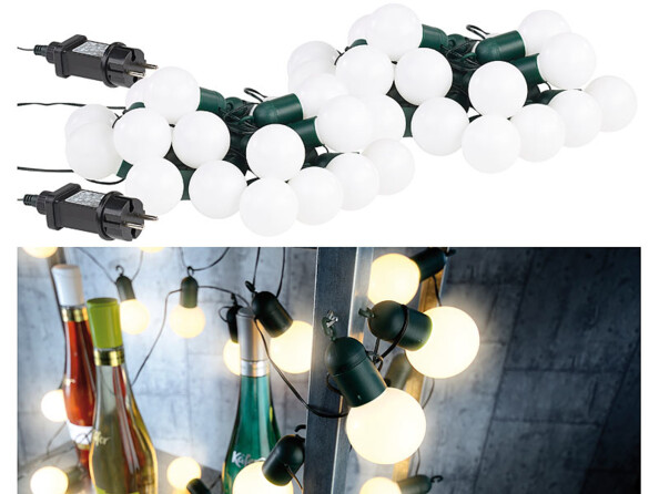 2 guirlandes guinguette 4,75 m 20 ampoules LED 1W - Blanc chaud