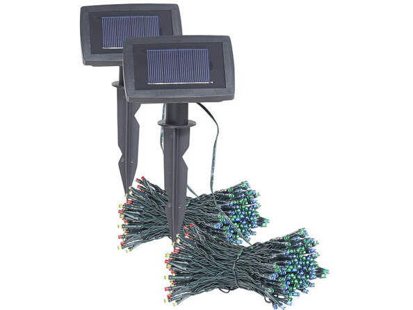 2 guirlandes lumineuses solaires pour extérieur - 4 couleurs - 10 m