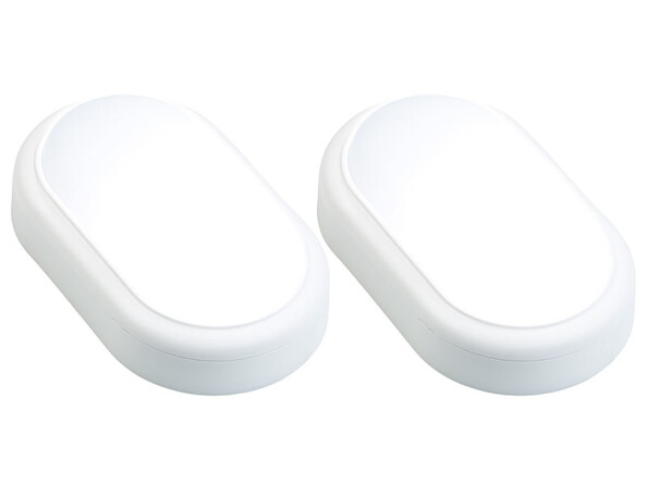 Lot de 2 lampes LED ovales antichoc pour montage au mur ou au plafond, par Luminea