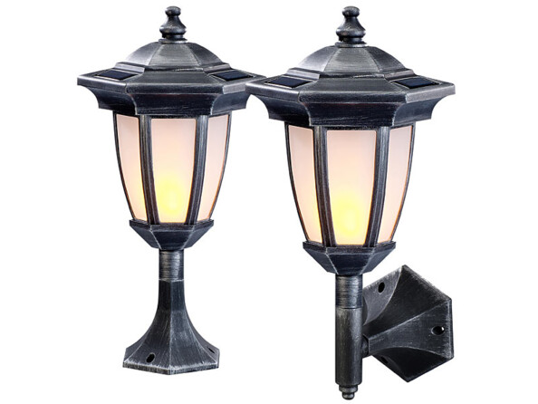 2 lanternes solaires 24 LED effet flamme