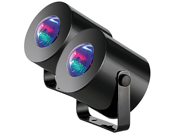 Deux mini projecteurs LED disco mobiles.