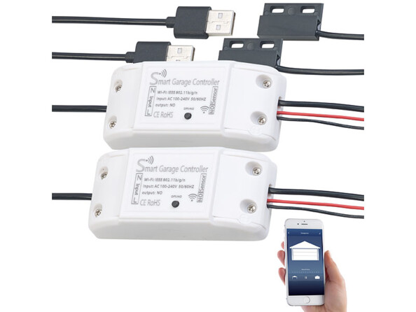 2 récepteurs connectés pour porte de garage compatibles Siri et Google Assistant VisorTech