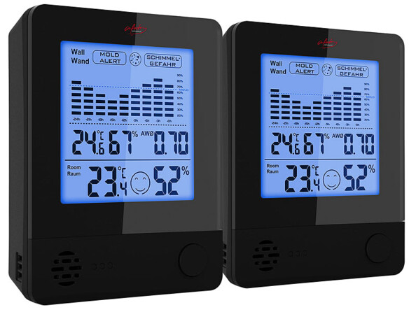 2 thermomètres-hygromètres avec alarme anti-moisissures
