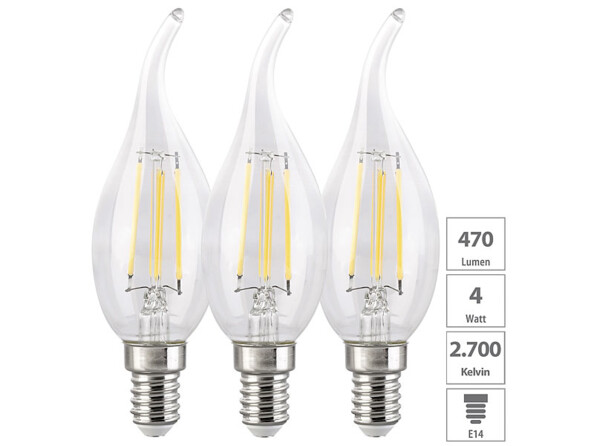 Ampoules LED à filament type bougie avec culot E14