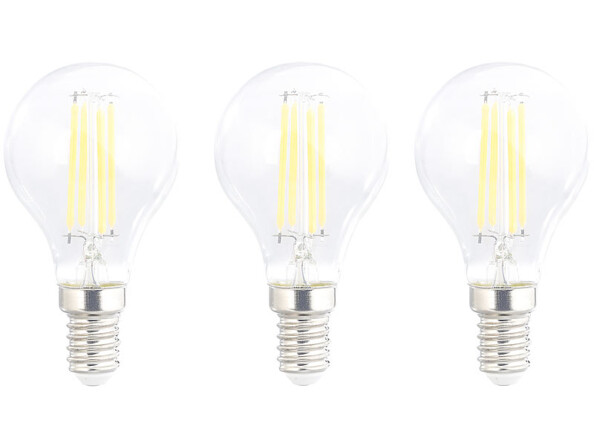 Pack de 3 ampoules LED E14 filament Luminea.