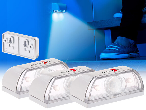 Mise en situaion de balise murale à LED pour escalier avec détecteur de mouvement - 0,12 W Lunartec