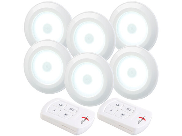 6 spots à LED COB UBL-16.w Lunartec. Contrôle facile par télécommande