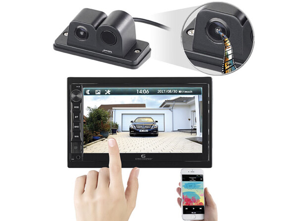 Autoradio 2 DIN tactile CAS-4445.bt avec caméra de recul compatible