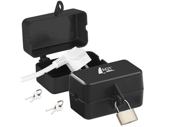 2 boîtiers de protection avec cadenas pour fiche d'alimentation électrique