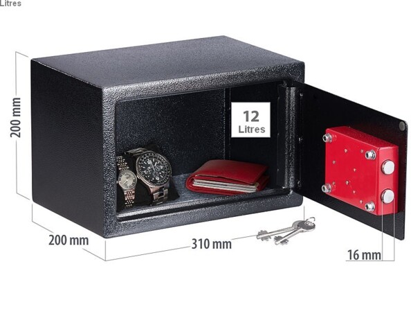 Coffre-fort en acier avec 2 clés à double panneton 12 L