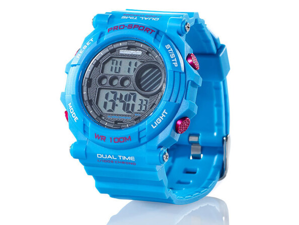 Montre bracelet sport avec chronomètre - bleu