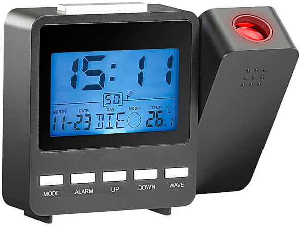 Réveil à projection multifonction radio-piloté DAC-662.beam Pearl. Grand écran de 32 x 44 mm.