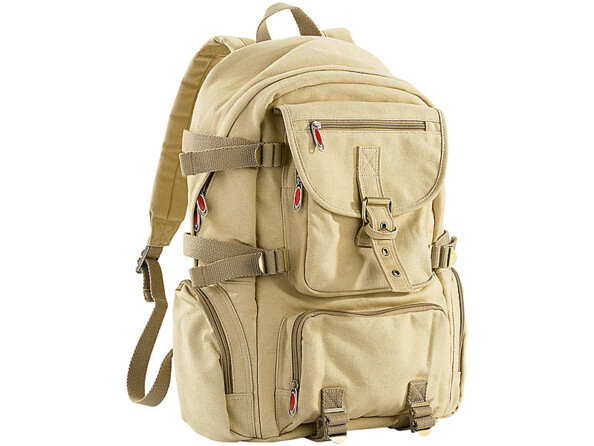 Sac à dos en toile beige avec compartiment PC portable - 11,5 L