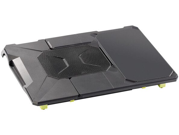 Support ventilé pour ordinateur portable noir à accents verts et grille hexagonale