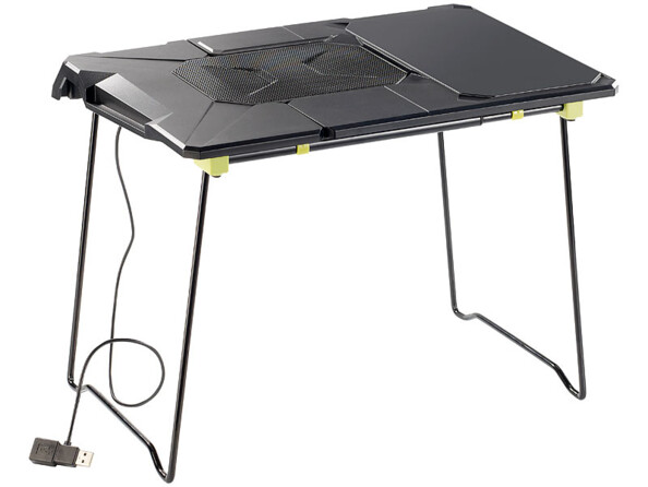 Station de travail General Office noire pliable à grille de ventilation et câble USB