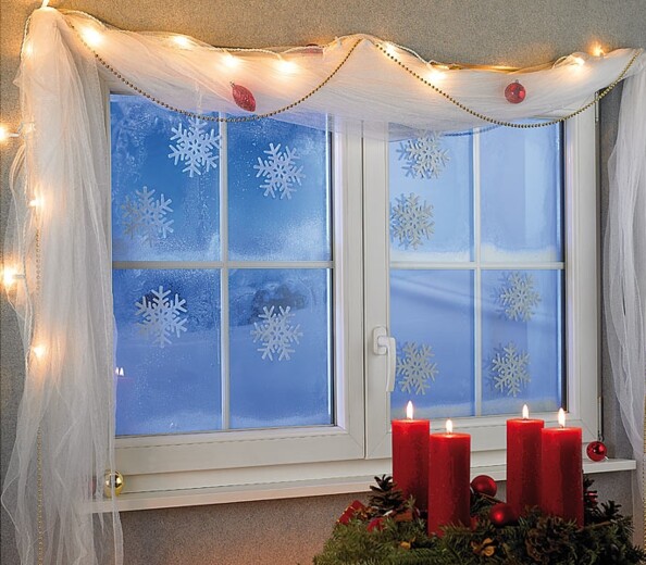 10 ''Flocons de Neige'' phosphorescents autoadhésifs