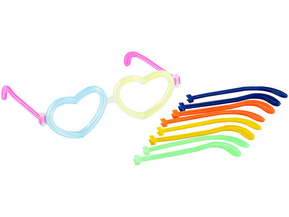 5 Montures de lunettes en forme de coeur pour tubes lumineux