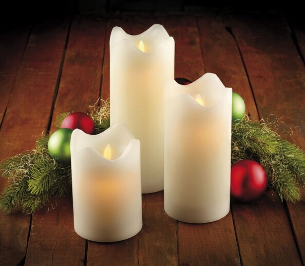 Bougie à LED scintillante, cire véritable - 22,5 cm