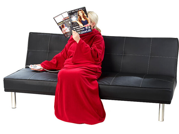 Couverture polaire chauffante à manches avec poche pour maintenir les pieds au chaud