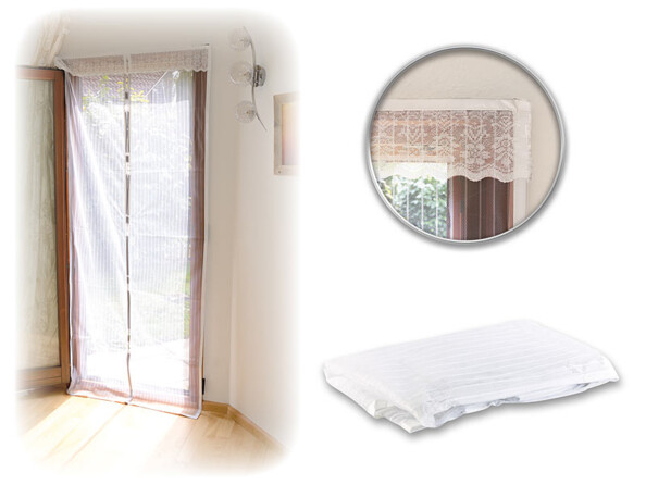 Moustiquaire pour porte. Avec fermeture magnétique centrale pour une ouverfure facile